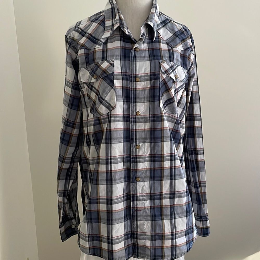 Plaid snap down shirt by wrangler jeans company men’s large